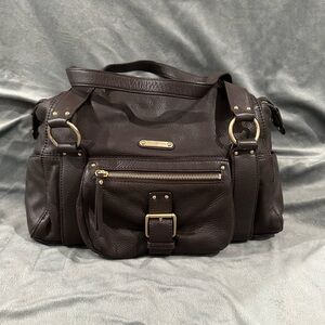 Michael Kors Brown Leather Shoulder Purse Handbag - Gold Metal Detail ACTUAL Y2K